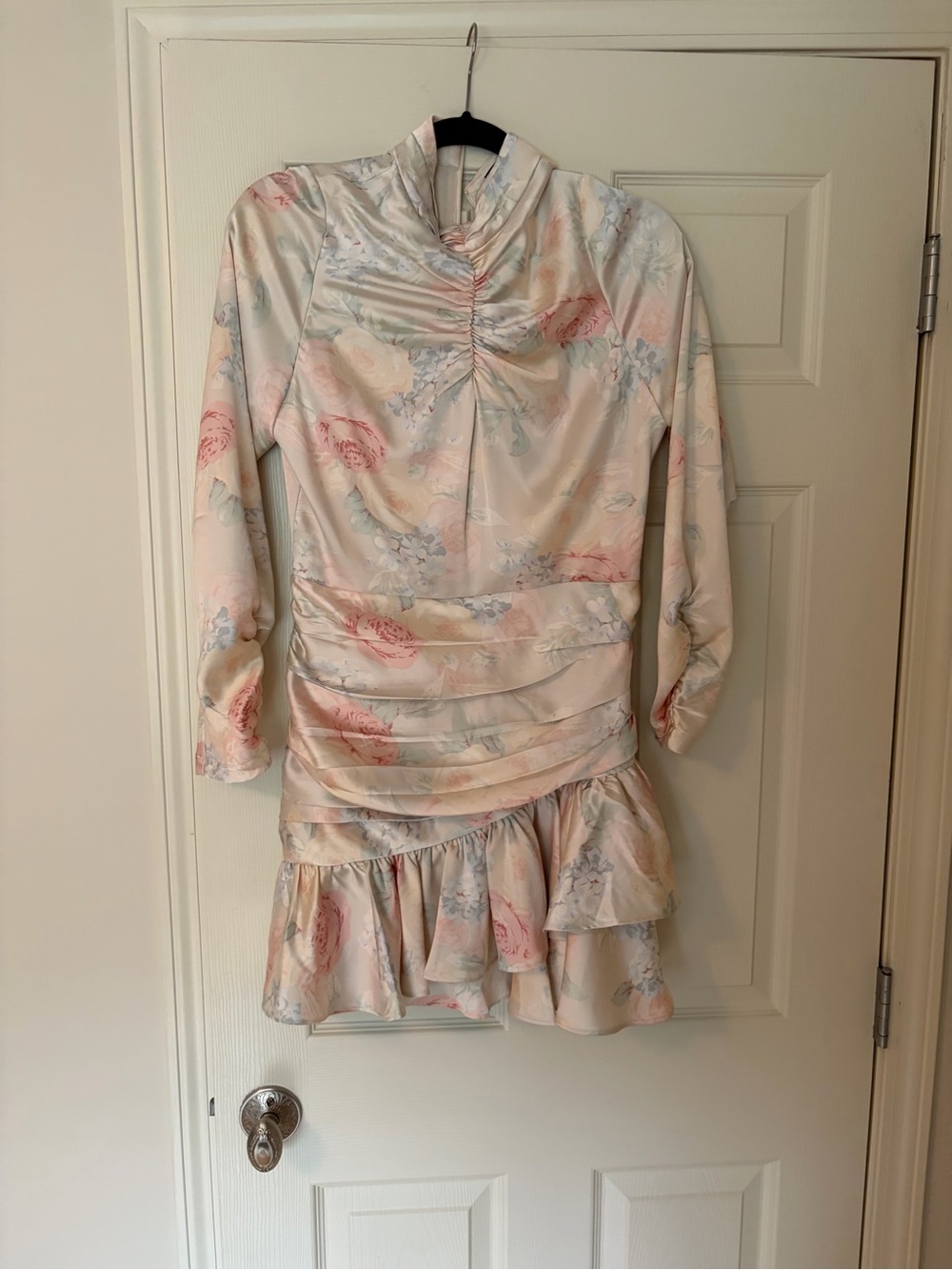 Bardot Pink Cream Floral Ruffled Dress